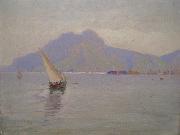 Carl Wilhelm Barth Innseilingen Til Palermo oil on canvas